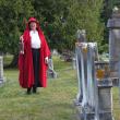 Sally Lobkowicz, director of Red Cloak Haunted History Tours, explores a cemetery. The popular walking tours, which have included five Mid Coast Maine towns for the past seven years, is opening a new option for their guests Red Cloak Cemetery Tours.