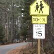 This sign and an identical one on Golden Ridge Road in Alna had town officials wondering how they got posted near Juniper Hill School. SUSAN JOHNS/Wiscasset Newspaper