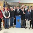 Front, left to right: Mary Fish (Unit 42 President), Mary Jane McLoon (ALA Dept. ME President), Kaye Bouchard (Legion Riders Exec. Director), James Herald (Cdr. SAL Squad. 42),  Area 3 Rep. Dan Boland, PNVC Wm. “Chick” Ciciotte, Jerry Elwell (Distr. 7 Sgt. at Arms), Paul Herald (Distr. 7 Cdr.), William J. Cossette Jr. (Post 54 Service Officer/2nd Vice Cdr.). 