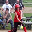 Briana Goud gets a hit to center field. KATHY ONORATO/Wiscasset Newspaper