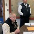 Sheriff Todd Brackett, seated, sought commissioner approval Jan. 7 on shellfish and animal control contract renewals. Standing is Chief Deputy Rand Maker. BILL PEARSON/Boothbay Register