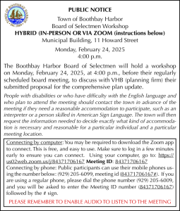 Town of Boothbay Harbor Board of Selectmen Workshop 2-24-25