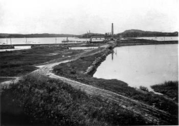 A view of Pendleton's Shipyard, which is now known as White’s Island. Pendleton’s Ship Yard is where General George Patton’s 64-foot schooner, When and If, was built. It was launched in the fall of 1938. A view of Pendleton's Shipyard, which is now known as White’s Island. Pendleton’s Ship Yard is where General George Patton’s 64-foot schooner, When and If, was built. It was launched in the fall of 1938.