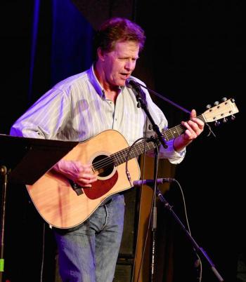 Jeff Townsend hung up his plumber's tool belt in favor of a guitar strap to make his debut as a musician at the seventh annual Hootenanny. Robert Mitchell photo Jeff Townsend - Boothbay Harbor ME