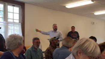 State Rep. Jeff Pierce discusses eminent domain laws and Article 35. KATRINA RICKERMANN/Wiscasset Newspaper
