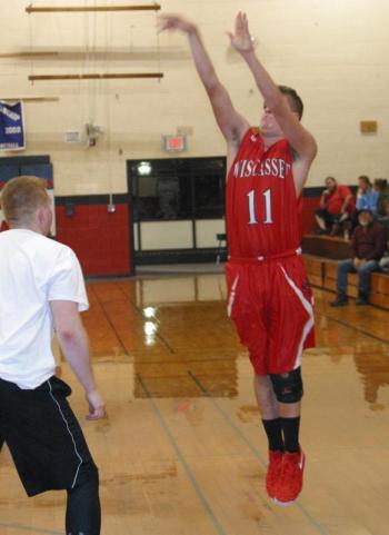 Caleb Gabriele takes a shot for the Wolverines. PHIL DI VECE/Wiscasset Newspaper
