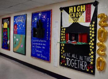 The bulletin board competition was won by the senior class. Its entry is at far right. PHIL DI VECE/Wiscasset Newspaper