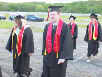 Seniors march to the stage. BILL PEARSON/Boothbay Register