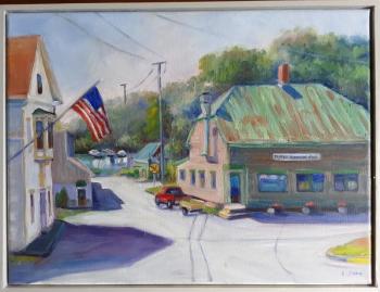 Oil painting - "Three Robbers Pub" - by Cassie Sano.