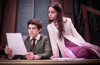 L/A seniors Elias Bassett and Sophia Scott as Rilke and Vera, in "Sonnets to Orpheus", opening March 14 in the Poe Theater. Courtesy of Heartwood